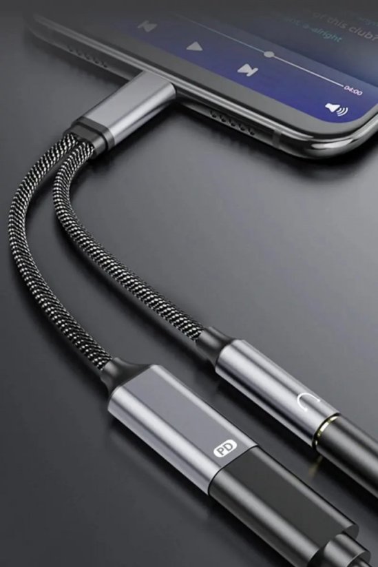 NIERBO 2v1 USB-C adaptér pro sluchátka 3.5mm jack a nabíječku USB-C