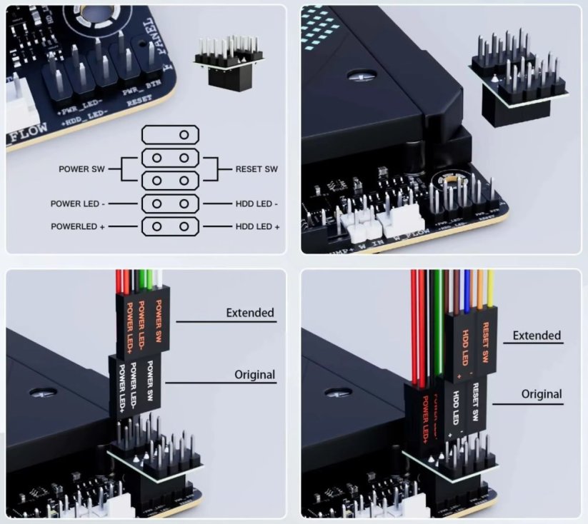 POWER&RESET BUTTONS, externí mechanická tlačítka, zapínací a reset tlačítko pro stolní PC