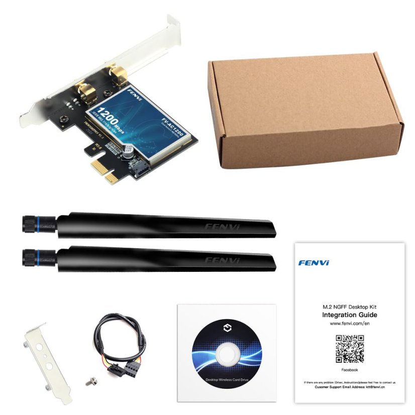 Fenvi WiFi5/BT4.0 AC1200 PCIe karta, 2 antény, 867 Mb/s WiFi5, Bluetooth 4.0 Dual Band 2,4/5Ghz, 802.11ac