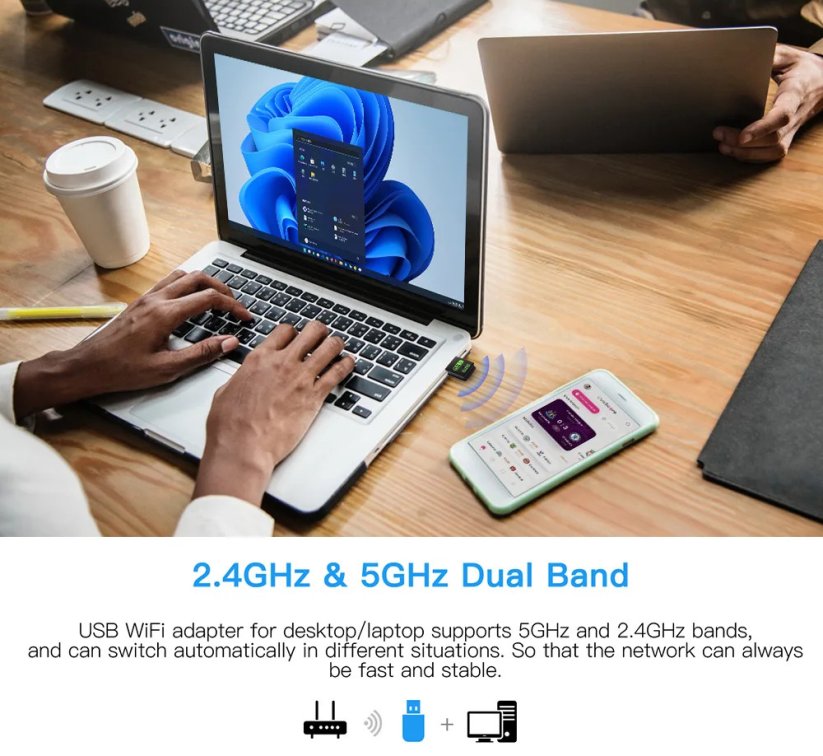 FENVI 600Mbps USB WiFi + Bluetooth adaptér