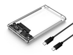 Pouzdro na 2.5" HDD SSD SATA, USB 3.1 Typ C, transparentní
