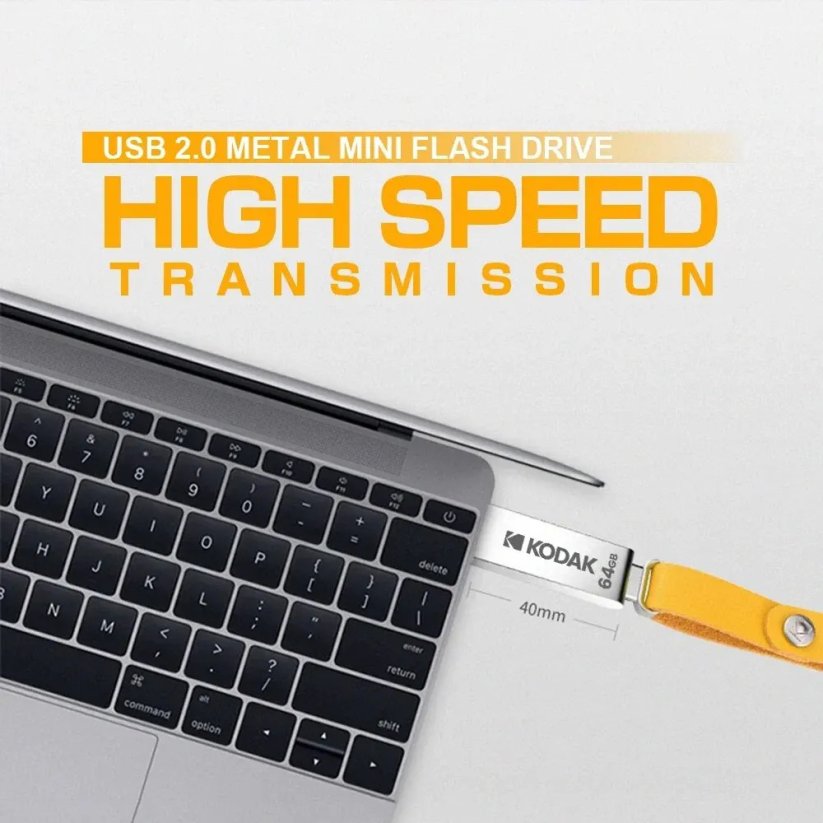 KODAK 32GB flash disk, USB 2.0, s poutkem - žlutá