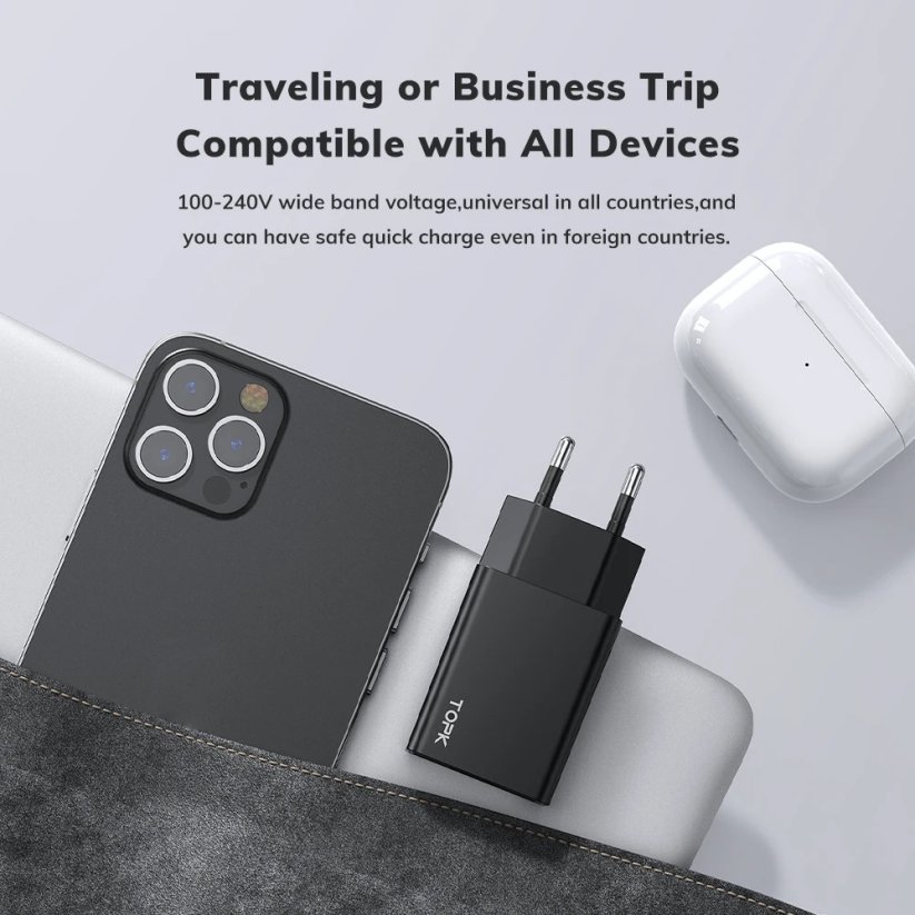 TOPK USB nabíječka 5V 2A, černá