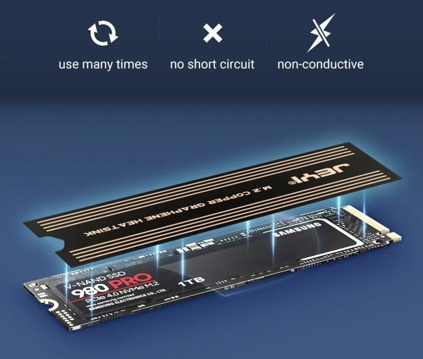 JEYI Grafenový chladič M.2 SSD, NVMe NGFF 2280, 2ks