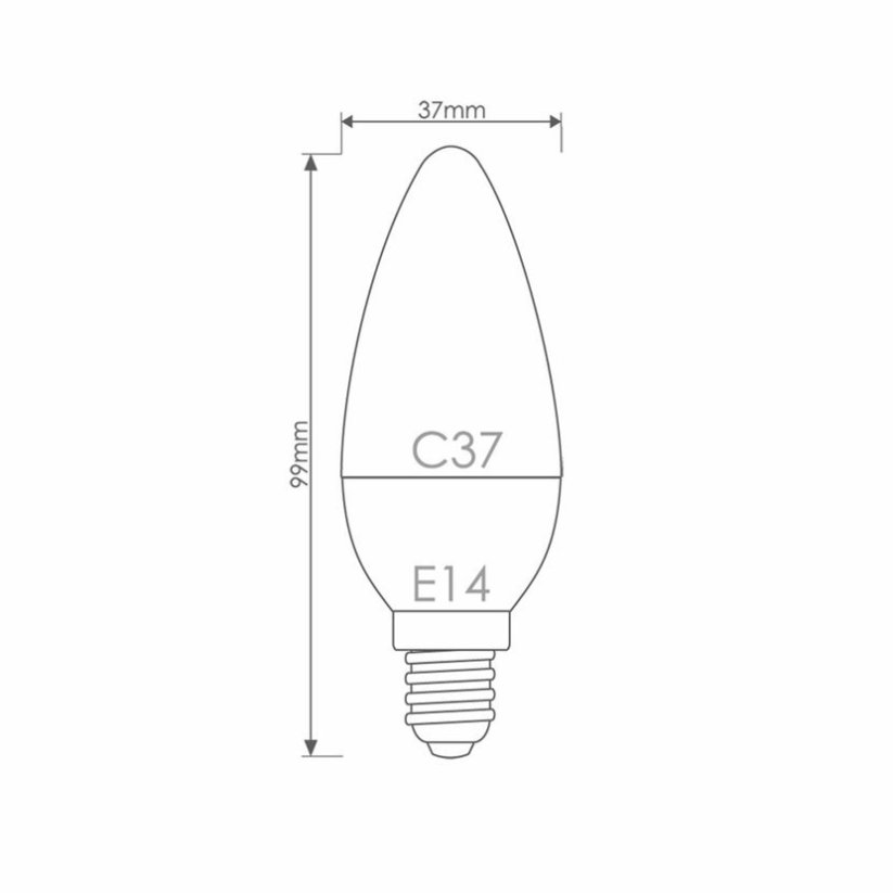 Whitenergy LED žárovka SMD2835 C37 E14 5W bílá mléčná studená - svíčka