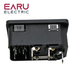 EARU napájecí zásuvka IEC320 C14 s kolébkovým spínačem a pojistkou 10A, černá