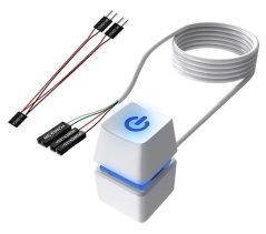 POWER BUTTON zapínací tlačítko externí pro stolní PC, barevné LED podsvícení, bílé