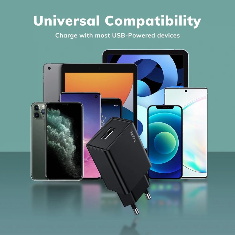 TOPK USB nabíječka 5V 2A, černá