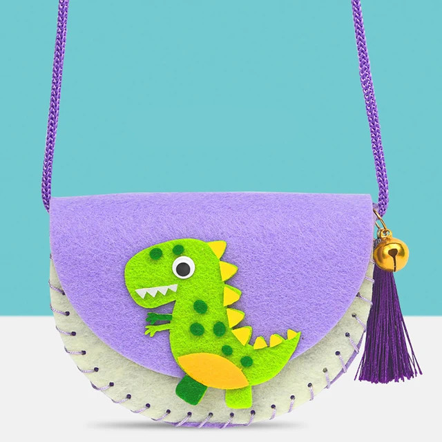 Dinosaurus Crossbody plstěná taška DIY, řemeslná sada pro děti