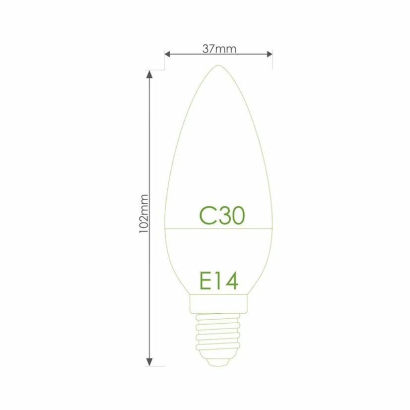 Whitenergy LED žárovka SMD2835 C30 E14 5W bílá mléčná teplá - svíčka