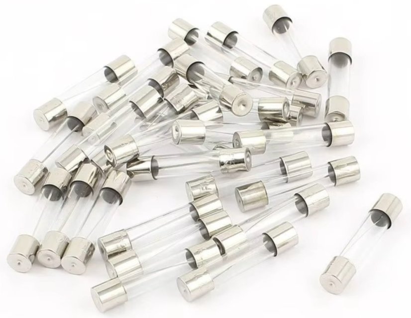 Sada 5x20mm skleněných trubicových pojistek, 100ks