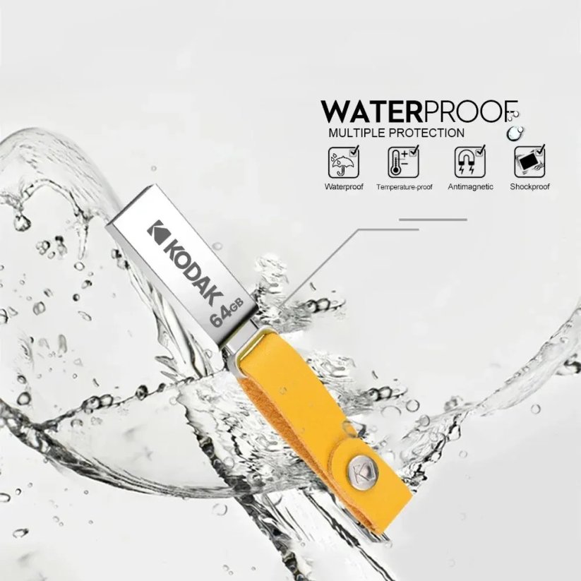 KODAK 32GB flash disk, USB 2.0, s poutkem - žlutá