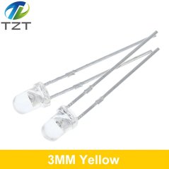 TZT F3 Ultra Bright 3mm LED dioda, čirá, kulatá, žlutá