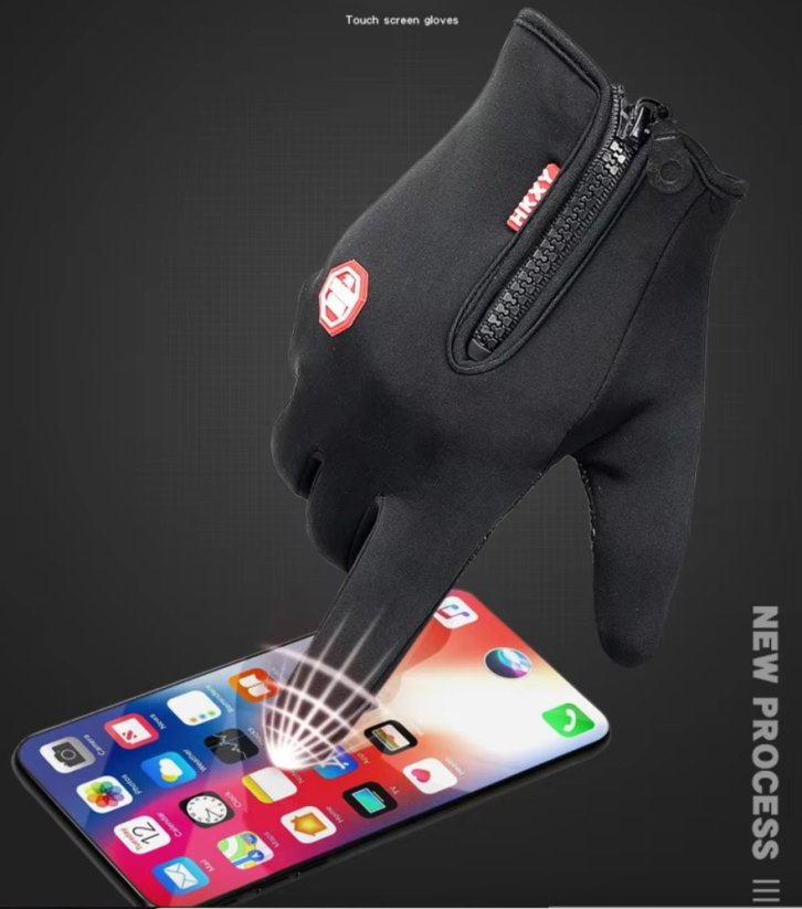BQ19I Podzimní/Zimní rukavice pro dotykové displeje, vel. XXL, černé