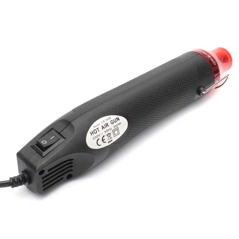 Mini horkovzdušná pistole, černá/červená, 200°C, 300W, 220V