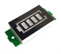 Indikátor kapacity lithium baterie, tvar baterie, 4 segmenty, 3-34V, 1S-8S, zelený