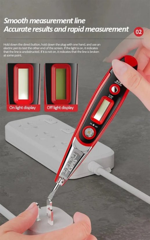 DELIXI ELECTRIC testovací pero 12-220V s displejem a světlem