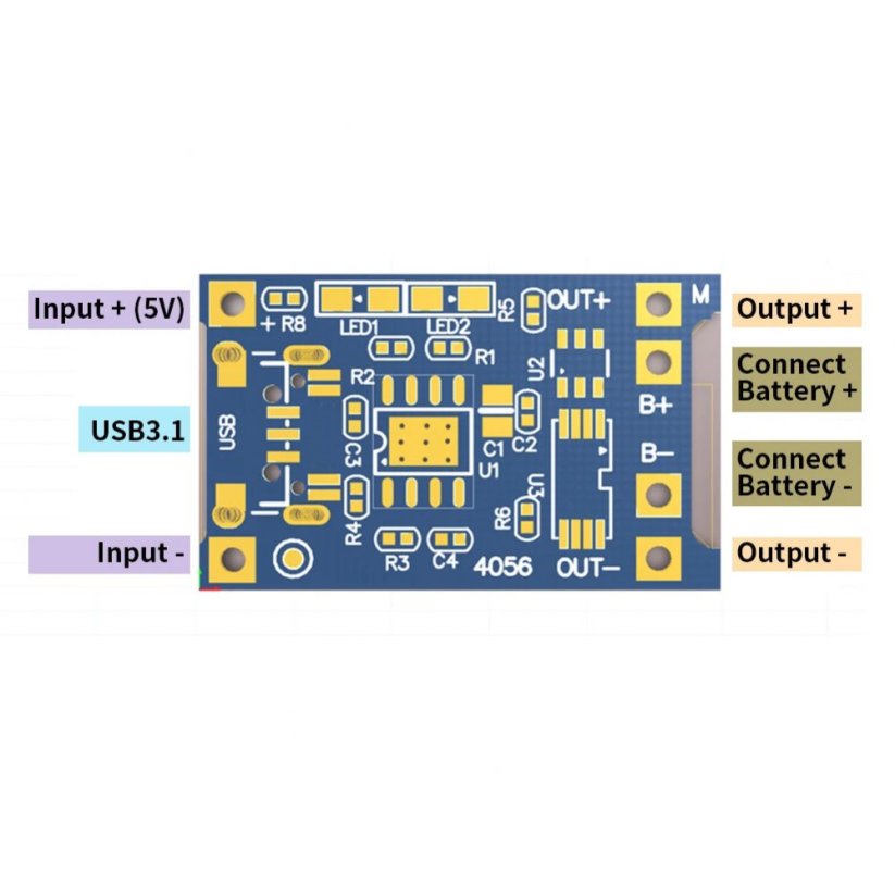 Type-C USB 5V 1A 18650 TP4056 modul nabíjení lithiových baterií s ochranou