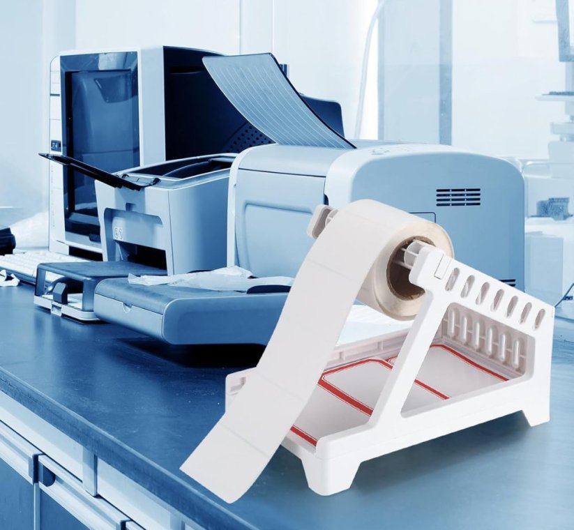 Stojan na etikety, světlý, pro role a skládané štítky, plast