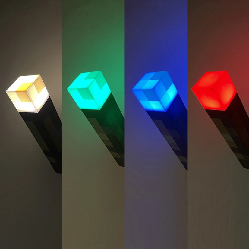 Minecraft lampa - pochodeň svítící 4 barvami
