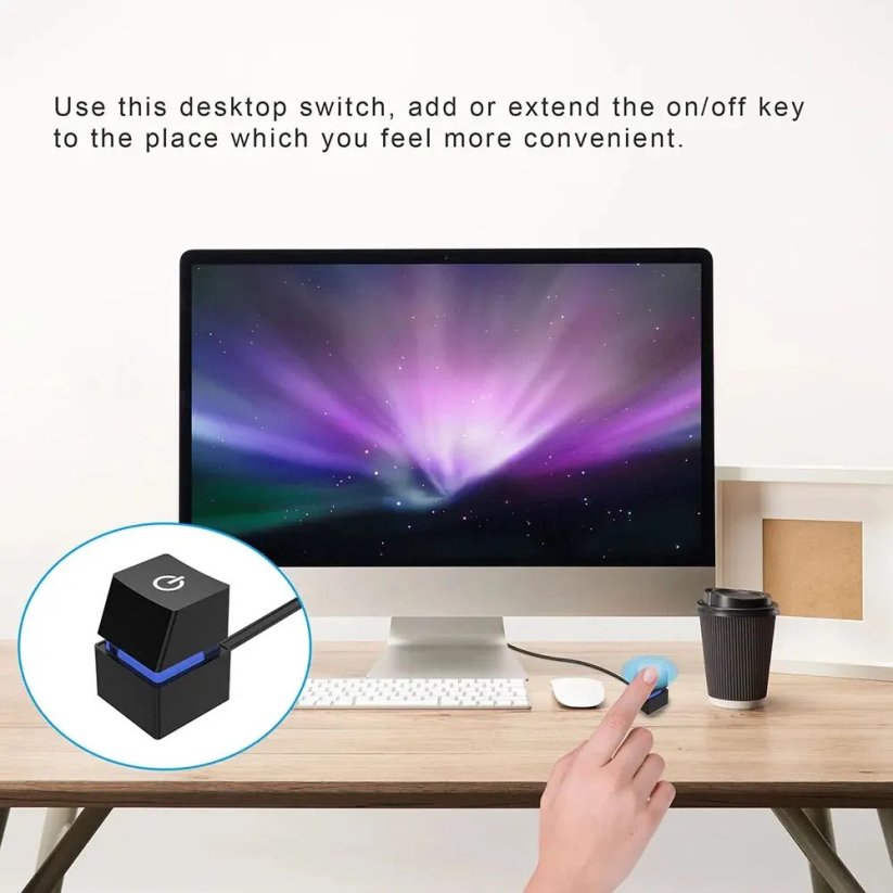 POWER BUTTON zapínací tlačítko externí pro stolní PC, barevné LED podsvícení