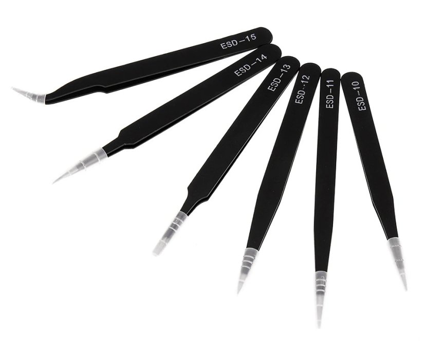 ESD antistatické pinzety - sada 6 kusů