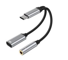 NIERBO 2v1 USB-C adaptér pro sluchátka 3.5mm jack a nabíječku USB-C