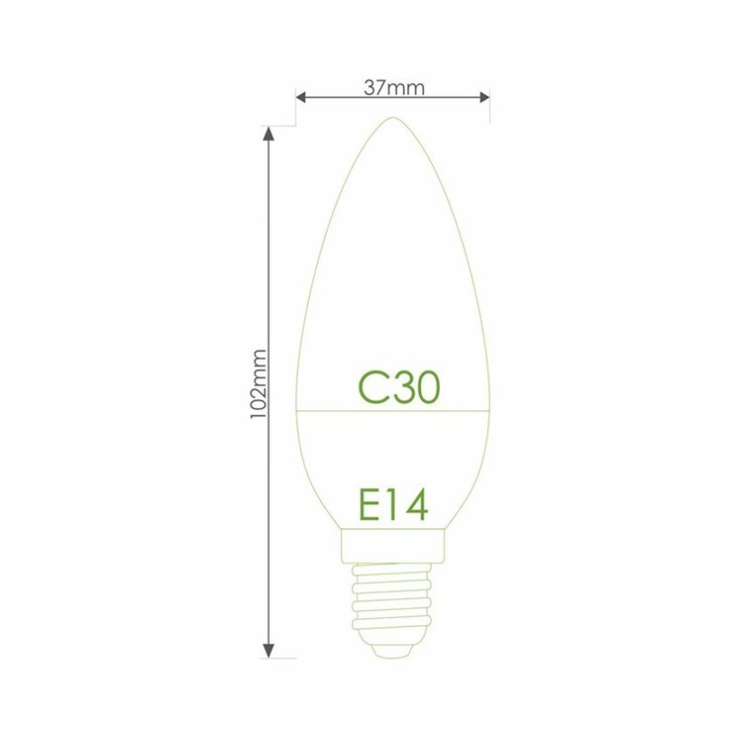 Whitenergy LED žárovka SMD2835 C30 E14 5W bílá mléčná teplá - svíčka