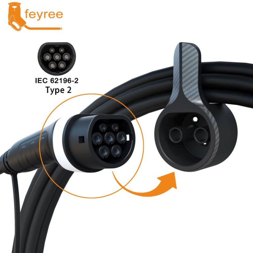 Feyree EV Dock Type 2, nástěnný držák kabelu, černý