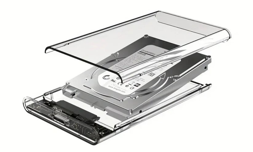 Pouzdro na 2.5" HDD SSD SATA, USB 3.1 Typ C, transparentní