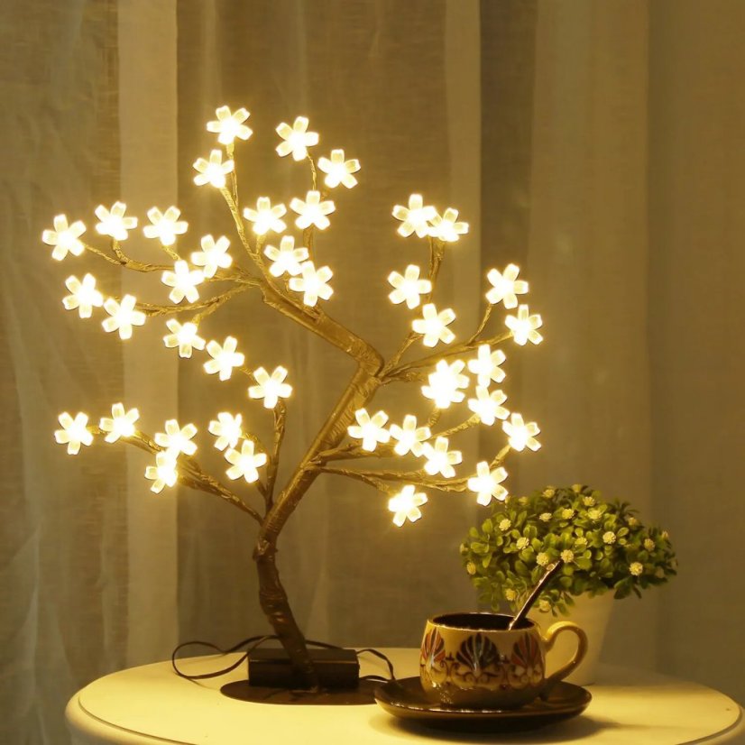 Svítící strom - Třešňový květ, 45cm, 40LED, teplá bílá