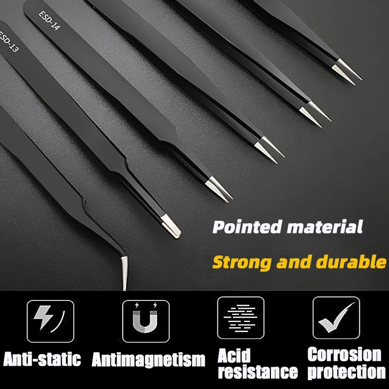 ESD antistatické pinzety - sada 6 kusů