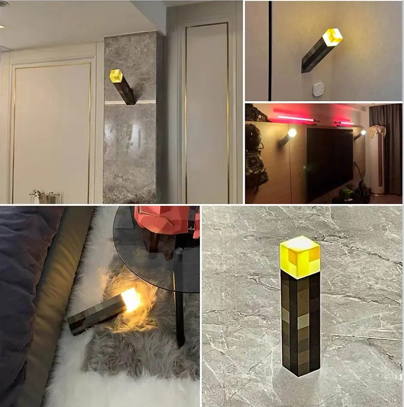 Minecraft lampa - pochodeň svítící 4 barvami