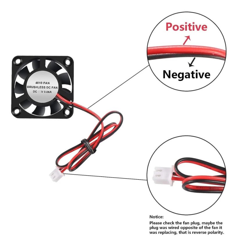 Ventilátor 4010 pro 3D tiskárny, 40x40x10 mm, DC 12V