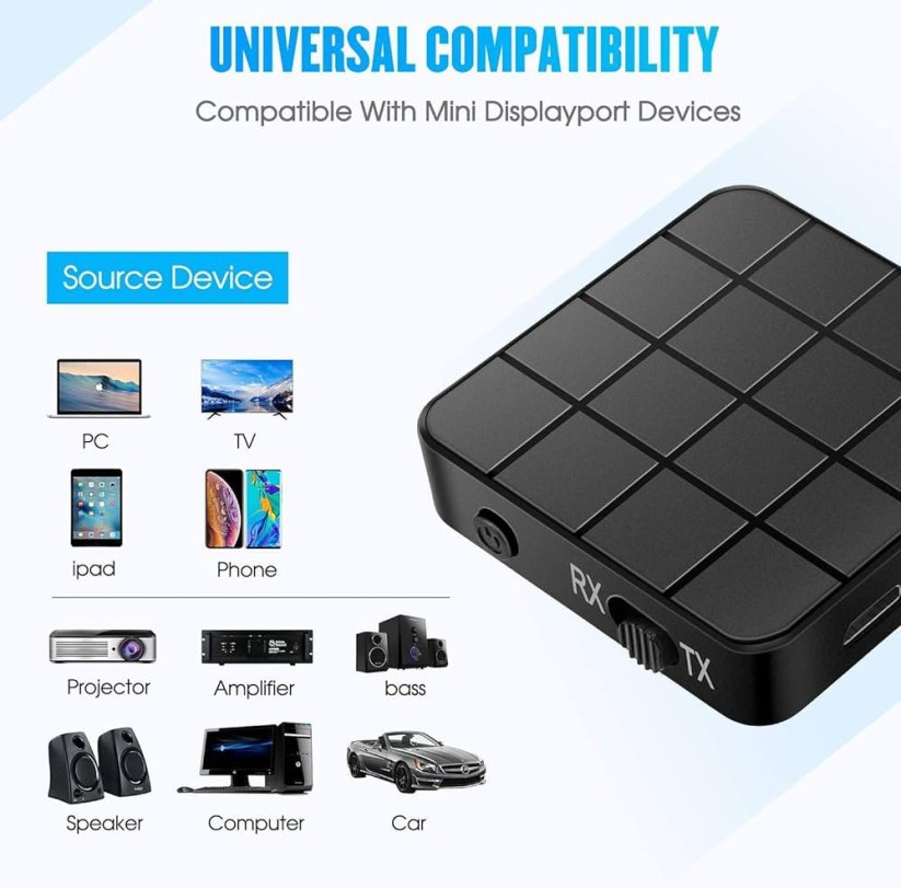 Bluetooth adaptér RX/TX, 3.5mm jack, Li-Po 200mAh