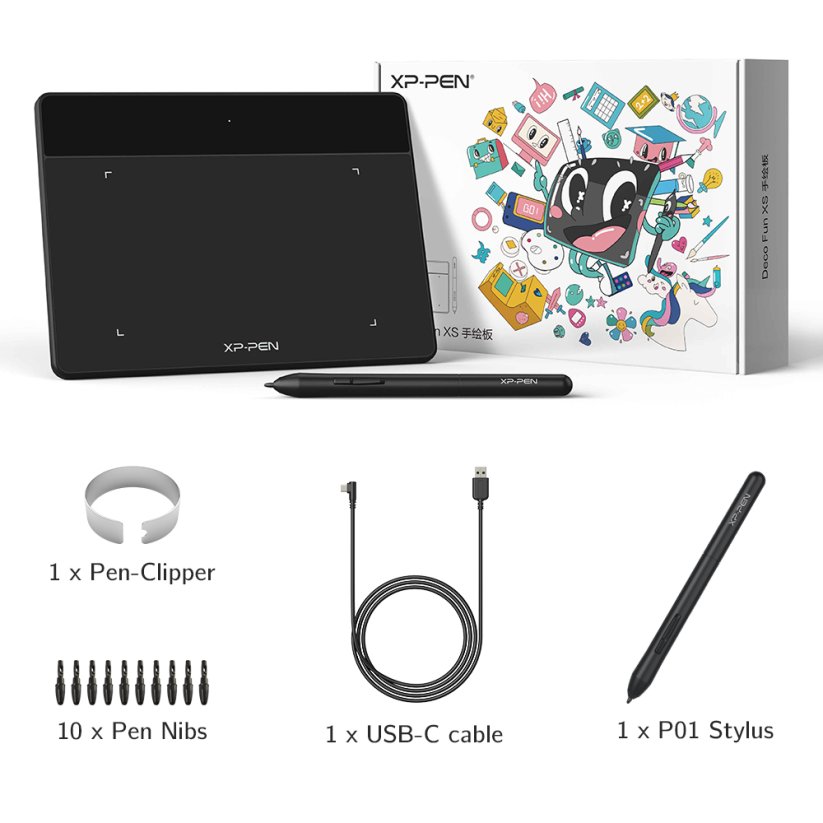 XP-Pen Deco Fun XS, černý