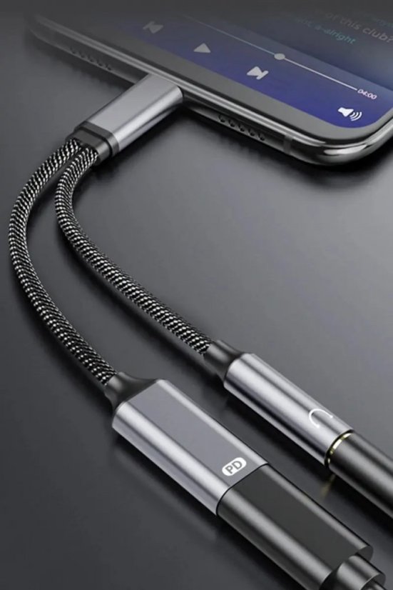 NIERBO 2v1 USB-C adaptér pro sluchátka 3.5mm jack a nabíječku USB-C