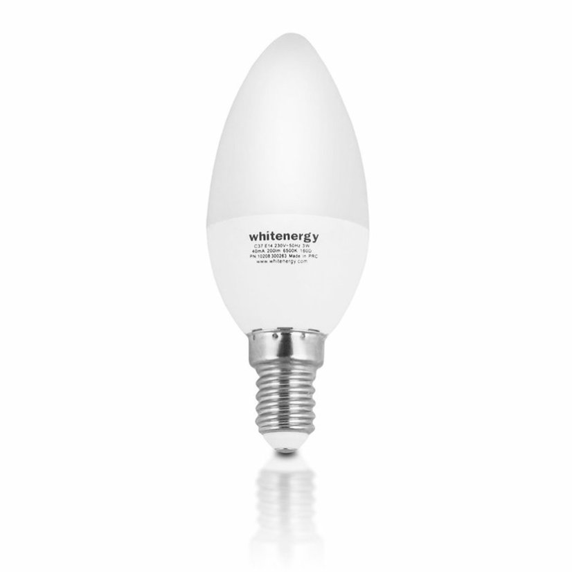 Whitenergy LED žárovka SMD2835 C37 E14 3W bílá mléčná studená - svíčka