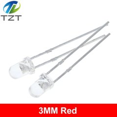 TZT F3 Ultra Bright 3mm LED dioda, čirá, kulatá, červená