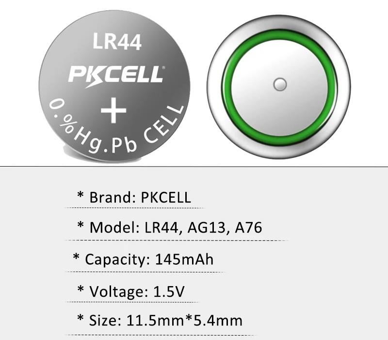 PKCELL LR44 alkalická baterie 1.5V, 10ks, blistr balení