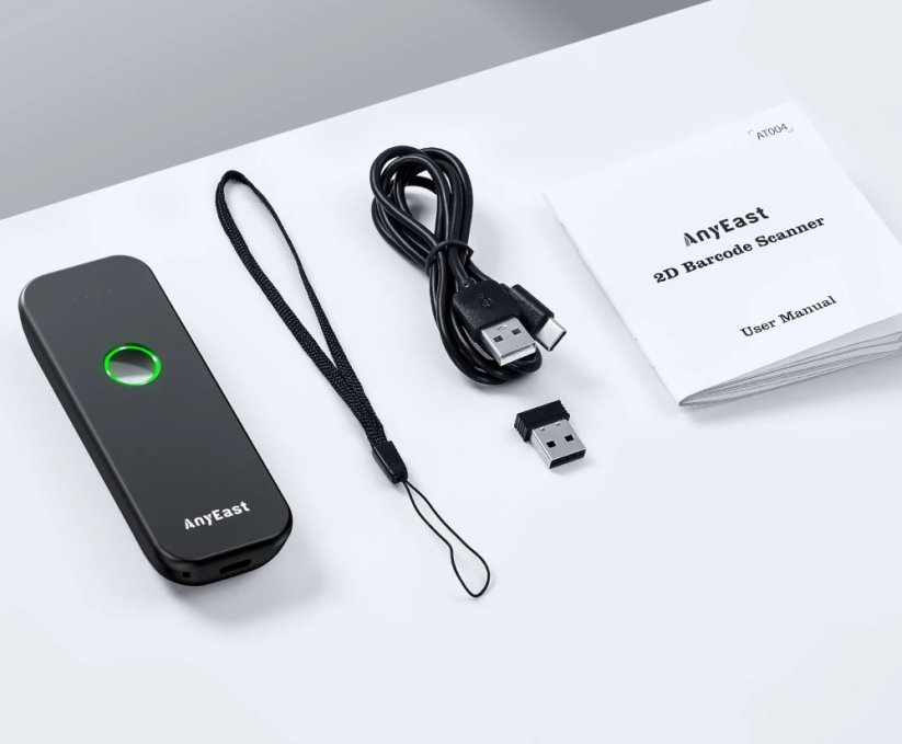 AnyEast AT004 Mini 2D CCD bezdrátová čtečka čárových kódů, Bluetooth / 2.4GHz / USB