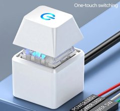 POWER BUTTON zapínací tlačítko externí pro stolní PC, barevné LED podsvícení, bílé