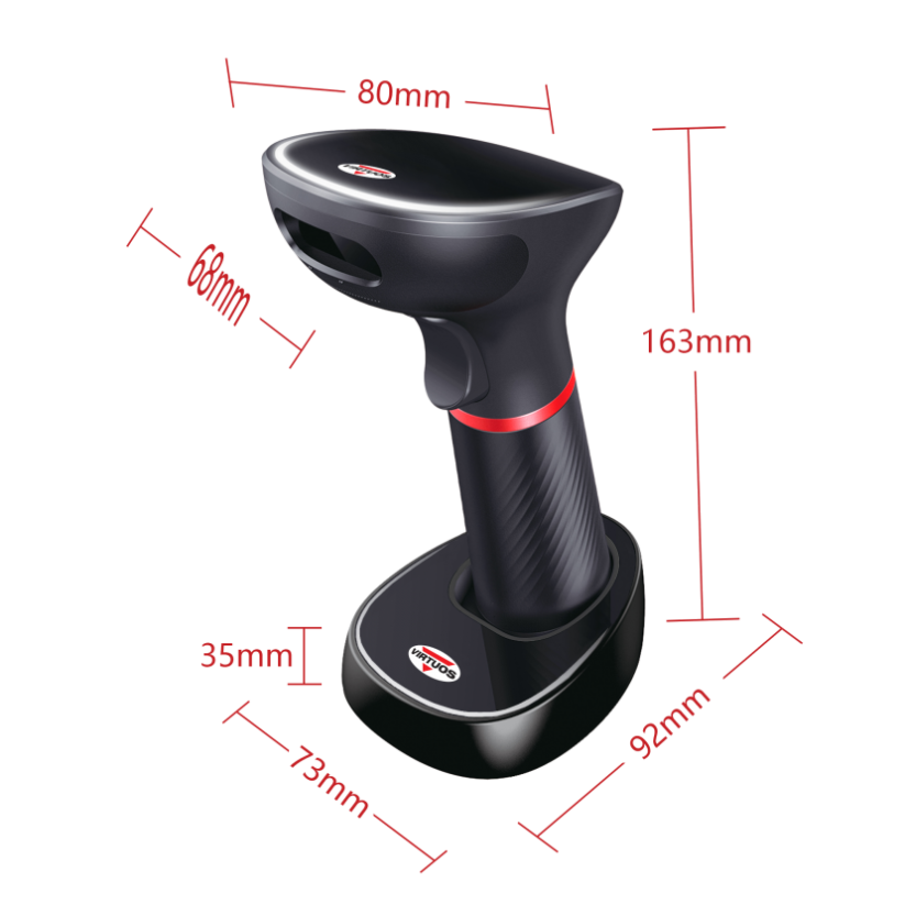Scanner VIRTUOS HW-855A, bezdrátový se základnou USB, černý