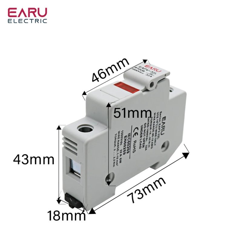 EARU 1P DIN pojistkový odpojovač PV DC 1000V 32A