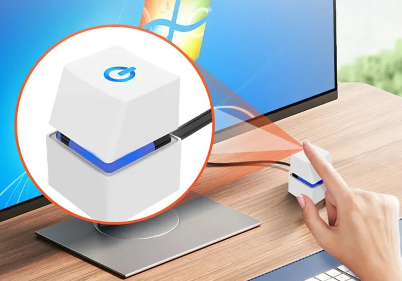 POWER BUTTON zapínací tlačítko externí pro stolní PC, barevné LED podsvícení, bílé