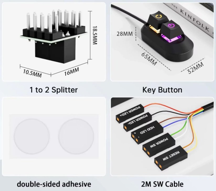 POWER&RESET BUTTONS, externí mechanická tlačítka, zapínací a reset tlačítko pro stolní PC