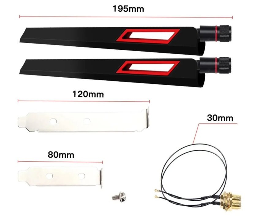 FENVI anténní sada - 2ks 10dbi antén pro NGFF WiFi karty 2.4/5GHz