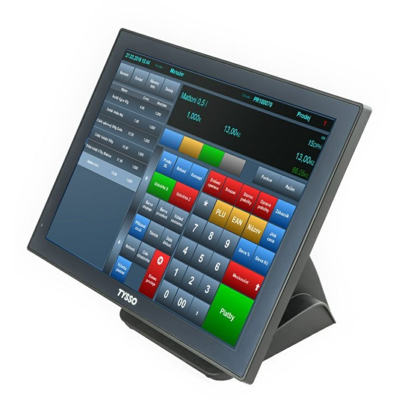 TYSSO POS-1000-B 15" CAP, Intel Cel. J1900 2.0 GHz, 4GB RAM, 120 GB SSD s MS Windows 10 IoT