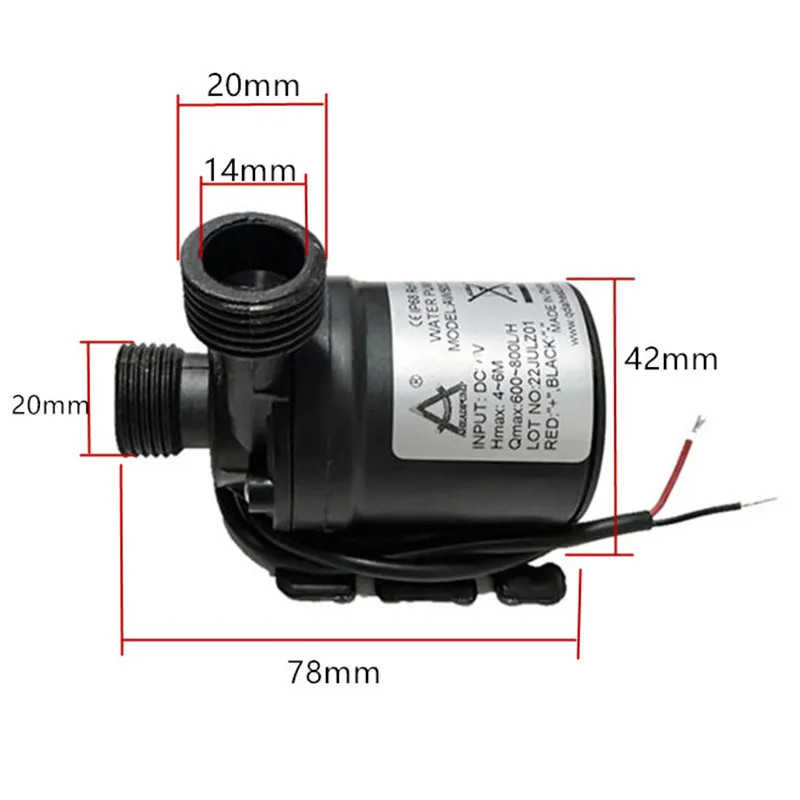 SHX vodní pumpa 12V, tichá, výtlak 4-5m,600-800l/h