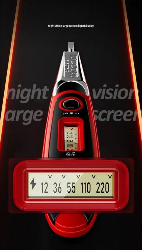 DELIXI ELECTRIC testovací pero 12-220V s displejem a světlem